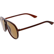 zeroUV Classic 80s Inspired Color Tinted Lens Retro Aviator Sunglasses D015 Sunglasses White Smoke Shiny Black / Red,Shiny Black / Yellow,Shiny Clear-Brown / Amber,Matte Black / Blue,Shiny Black / Smoke