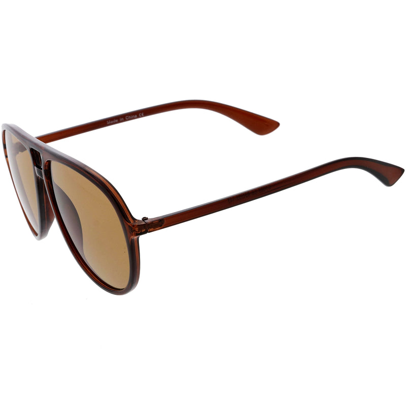 zeroUV Classic 80s Inspired Color Tinted Lens Retro Aviator Sunglasses D015 Sunglasses White Smoke Shiny Black / Red,Shiny Black / Yellow,Shiny Clear-Brown / Amber,Matte Black / Blue,Shiny Black / Smoke
