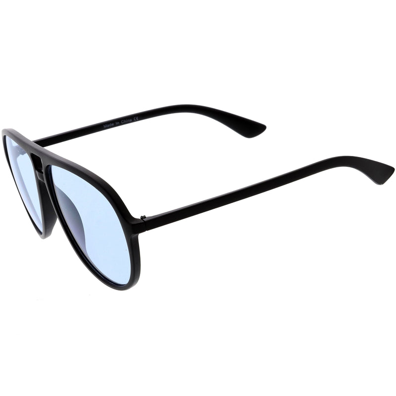 zeroUV Classic 80s Inspired Color Tinted Lens Retro Aviator Sunglasses D015 Sunglasses White Smoke Shiny Black / Red,Shiny Black / Yellow,Shiny Clear-Brown / Amber,Matte Black / Blue,Shiny Black / Smoke