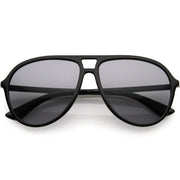 zeroUV Classic 80s Inspired Color Tinted Lens Retro Aviator Sunglasses D015 Sunglasses White Smoke Shiny Black / Smoke