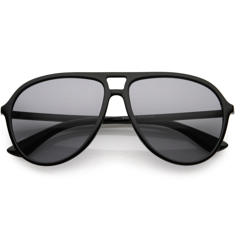 zeroUV Classic 80s Inspired Color Tinted Lens Retro Aviator Sunglasses D015 Sunglasses White Smoke Shiny Black / Smoke
