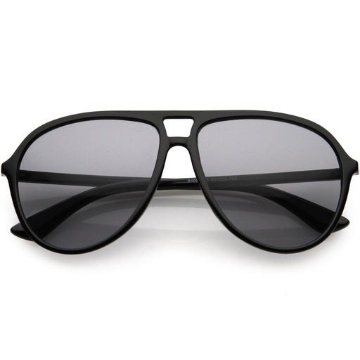 zeroUV Classic 80s Inspired Color Tinted Lens Retro Aviator Sunglasses D015 Sunglasses White Smoke Shiny Black / Smoke