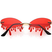 zeroUV Oozing Melting Effect Color Tinted Lens Oval Rimless Drip Sunglasses D072 Sunglasses White Smoke Gold / Red