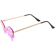 zeroUV Oozing Melting Effect Color Tinted Lens Oval Rimless Drip Sunglasses D072 Sunglasses White Smoke Gold / Teal,Gold / Red,Gold / Purple,Gold / Yellow,Gold / Green,Gold / Pink,Gold / Smoke