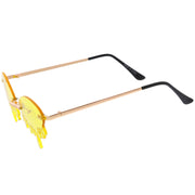 zeroUV Oozing Melting Effect Color Tinted Lens Oval Rimless Drip Sunglasses D072 Sunglasses White Smoke Gold / Teal,Gold / Red,Gold / Purple,Gold / Yellow,Gold / Green,Gold / Pink,Gold / Smoke