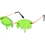 zeroUV Oozing Melting Effect Color Tinted Lens Oval Rimless Drip Sunglasses D072 Sunglasses White Smoke Gold / Teal,Gold / Red,Gold / Purple,Gold / Yellow,Gold / Green,Gold / Pink,Gold / Smoke