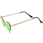 zeroUV Oozing Melting Effect Color Tinted Lens Oval Rimless Drip Sunglasses D072 Sunglasses White Smoke Gold / Teal,Gold / Red,Gold / Purple,Gold / Yellow,Gold / Green,Gold / Pink,Gold / Smoke