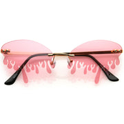 zeroUV Oozing Melting Effect Color Tinted Lens Oval Rimless Drip Sunglasses D072 Sunglasses White Smoke Gold / Pink