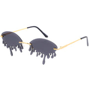 zeroUV Oozing Melting Effect Color Tinted Lens Oval Rimless Drip Sunglasses D072 Sunglasses White Smoke Gold / Teal,Gold / Red,Gold / Purple,Gold / Yellow,Gold / Green,Gold / Pink,Gold / Smoke