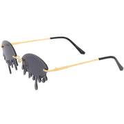 zeroUV Oozing Melting Effect Color Tinted Lens Oval Rimless Drip Sunglasses D072 Sunglasses White Smoke Gold / Teal,Gold / Red,Gold / Purple,Gold / Yellow,Gold / Green,Gold / Pink,Gold / Smoke