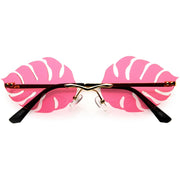 zeroUV Tropical Palm Leaf Shape Cut-Out Rimless Color Tinted Leaves Sunglasses D075 Sunglasses White Smoke Gold / Pink