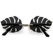 zeroUV Tropical Palm Leaf Shape Cut-Out Rimless Color Tinted Leaves Sunglasses D075 Sunglasses White Smoke Gold / Smoke