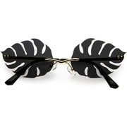 zeroUV Tropical Palm Leaf Shape Cut-Out Rimless Color Tinted Leaves Sunglasses D075 Sunglasses White Smoke Gold / Teal,Gold / Red,Gold / Pink,Gold / Purple,Gold / Smoke,Gold / Yellow
