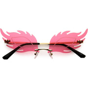 zeroUV Aesthetically Elegant Fire Bevelled Masquerade Detail Flame Shaped Sunglasses D076 Sunglasses White Smoke Gold / Pink