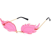 zeroUV Aesthetically Elegant Fire Bevelled Masquerade Detail Flame Shaped Sunglasses D076 Sunglasses White Smoke Gold / Pink,Gold / Yellow,Gold / Red,Gold / Teal,Gold / Smoke,Gold / Purple