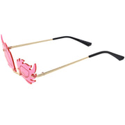 zeroUV Aesthetically Elegant Fire Bevelled Masquerade Detail Flame Shaped Sunglasses D076 Sunglasses White Smoke Gold / Pink,Gold / Yellow,Gold / Red,Gold / Teal,Gold / Smoke,Gold / Purple