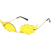 zeroUV Aesthetically Elegant Fire Bevelled Masquerade Detail Flame Shaped Sunglasses D076 Sunglasses White Smoke Gold / Pink,Gold / Yellow,Gold / Red,Gold / Teal,Gold / Smoke,Gold / Purple