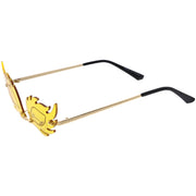 zeroUV Aesthetically Elegant Fire Bevelled Masquerade Detail Flame Shaped Sunglasses D076 Sunglasses White Smoke Gold / Pink,Gold / Yellow,Gold / Red,Gold / Teal,Gold / Smoke,Gold / Purple