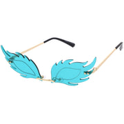 zeroUV Aesthetically Elegant Fire Bevelled Masquerade Detail Flame Shaped Sunglasses D076 Sunglasses White Smoke Gold / Pink,Gold / Yellow,Gold / Red,Gold / Teal,Gold / Smoke,Gold / Purple