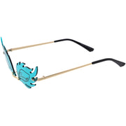 zeroUV Aesthetically Elegant Fire Bevelled Masquerade Detail Flame Shaped Sunglasses D076 Sunglasses White Smoke Gold / Pink,Gold / Yellow,Gold / Red,Gold / Teal,Gold / Smoke,Gold / Purple