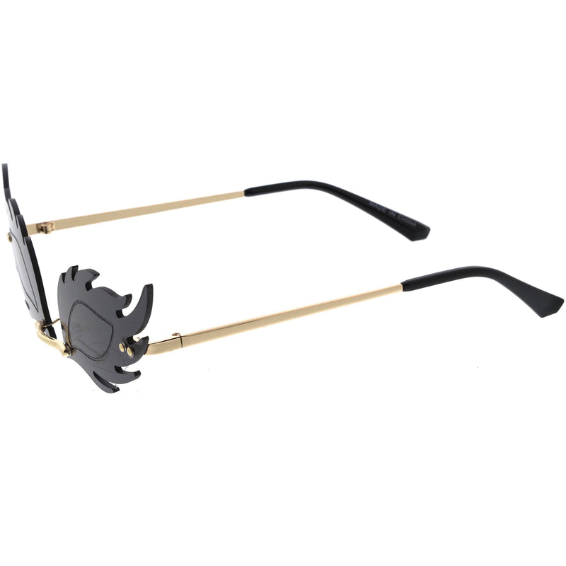 zeroUV Aesthetically Elegant Fire Bevelled Masquerade Detail Flame Shaped Sunglasses D076 Sunglasses White Smoke Gold / Pink,Gold / Yellow,Gold / Red,Gold / Teal,Gold / Smoke,Gold / Purple