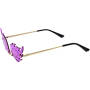 zeroUV Aesthetically Elegant Fire Bevelled Masquerade Detail Flame Shaped Sunglasses D076 Sunglasses White Smoke Gold / Pink,Gold / Yellow,Gold / Red,Gold / Teal,Gold / Smoke,Gold / Purple