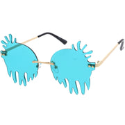 zeroUV Rimless Splatter Melting Dripping Effect Color Tinted Lens Round Drip Sunglasses D077 Sunglasses White Smoke Gold / Pink,Gold / Purple,Gold / Teal,Gold Smoke,Gold / Red,Gold / Yellow