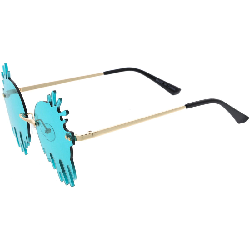 zeroUV Rimless Splatter Melting Dripping Effect Color Tinted Lens Round Drip Sunglasses D077 Sunglasses White Smoke Gold / Pink,Gold / Purple,Gold / Teal,Gold Smoke,Gold / Red,Gold / Yellow