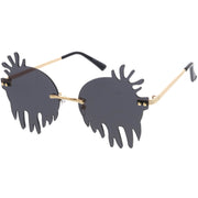 zeroUV Rimless Splatter Melting Dripping Effect Color Tinted Lens Round Drip Sunglasses D077 Sunglasses White Smoke Gold / Pink,Gold / Purple,Gold / Teal,Gold Smoke,Gold / Red,Gold / Yellow