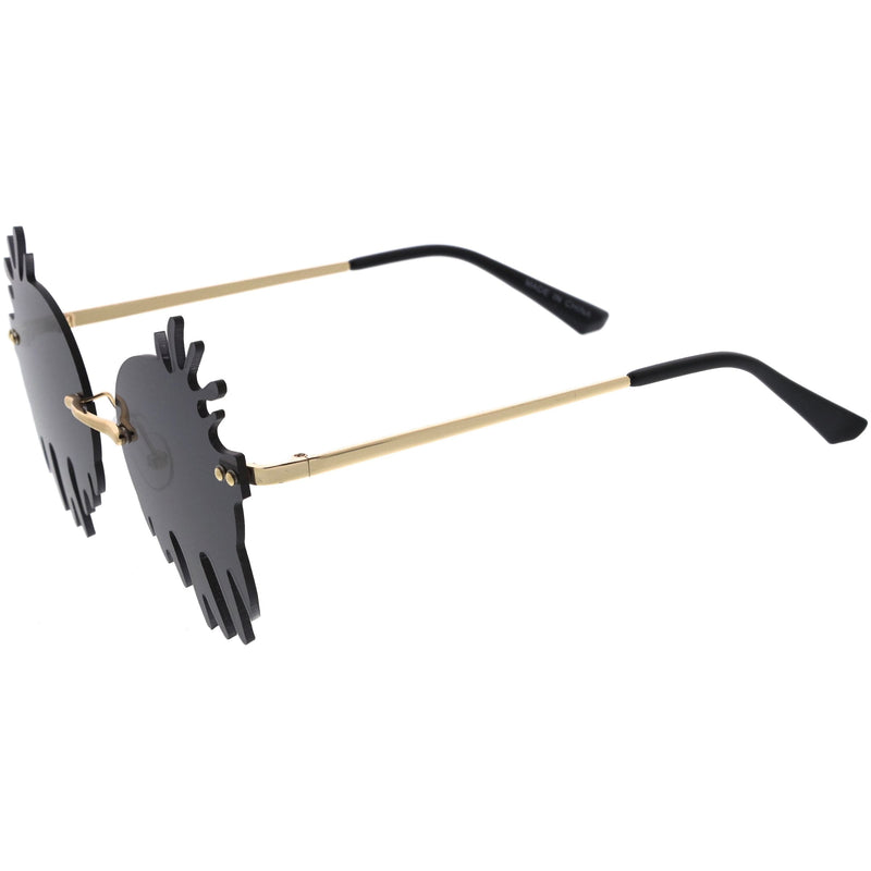 zeroUV Rimless Splatter Melting Dripping Effect Color Tinted Lens Round Drip Sunglasses D077 Sunglasses White Smoke Gold / Pink,Gold / Purple,Gold / Teal,Gold Smoke,Gold / Red,Gold / Yellow