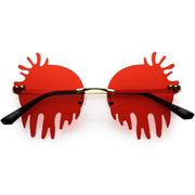 zeroUV Rimless Splatter Melting Dripping Effect Color Tinted Lens Round Drip Sunglasses D077 Sunglasses White Smoke Gold / Red