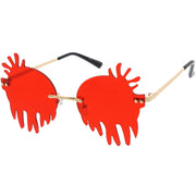 zeroUV Rimless Splatter Melting Dripping Effect Color Tinted Lens Round Drip Sunglasses D077 Sunglasses White Smoke Gold / Pink,Gold / Purple,Gold / Teal,Gold Smoke,Gold / Red,Gold / Yellow