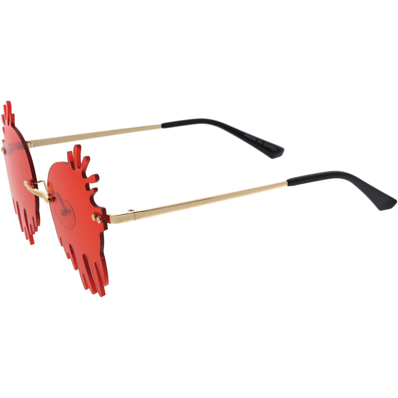 zeroUV Rimless Splatter Melting Dripping Effect Color Tinted Lens Round Drip Sunglasses D077 Sunglasses White Smoke Gold / Pink,Gold / Purple,Gold / Teal,Gold Smoke,Gold / Red,Gold / Yellow