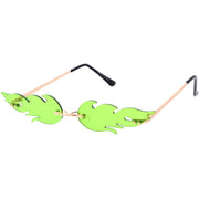 zeroUV Bold Fire Flaming Shape Color Tinted Lens Rimless Flames Sunglasses D080 Sunglasses White Smoke Gold / Green,Gold / Yellow,Gold / Pink,Gold / Purple,Gold / Red,Gold / Blue