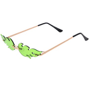 zeroUV Bold Fire Flaming Shape Color Tinted Lens Rimless Flames Sunglasses D080 Sunglasses White Smoke Gold / Green,Gold / Yellow,Gold / Pink,Gold / Purple,Gold / Red,Gold / Blue