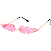 zeroUV Bold Fire Flaming Shape Color Tinted Lens Rimless Flames Sunglasses D080 Sunglasses White Smoke Gold / Green,Gold / Yellow,Gold / Pink,Gold / Purple,Gold / Red,Gold / Blue