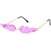zeroUV Bold Fire Flaming Shape Color Tinted Lens Rimless Flames Sunglasses D080 Sunglasses White Smoke Gold / Green,Gold / Yellow,Gold / Pink,Gold / Purple,Gold / Red,Gold / Blue