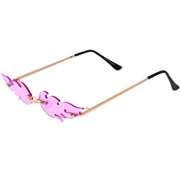 zeroUV Bold Fire Flaming Shape Color Tinted Lens Rimless Flames Sunglasses D080 Sunglasses White Smoke Gold / Green,Gold / Yellow,Gold / Pink,Gold / Purple,Gold / Red,Gold / Blue