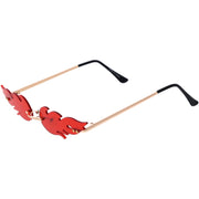 zeroUV Bold Fire Flaming Shape Color Tinted Lens Rimless Flames Sunglasses D080 Sunglasses White Smoke Gold / Green,Gold / Yellow,Gold / Pink,Gold / Purple,Gold / Red,Gold / Blue