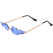 zeroUV Bold Fire Flaming Shape Color Tinted Lens Rimless Flames Sunglasses D080 Sunglasses White Smoke Gold / Green,Gold / Yellow,Gold / Pink,Gold / Purple,Gold / Red,Gold / Blue