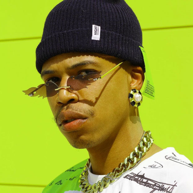 zeroUV Bold Fire Flaming Shape Color Tinted Lens Rimless Flames Sunglasses D080 Sunglasses Green Yellow Gold / Green,Gold / Yellow,Gold / Pink,Gold / Purple,Gold / Red,Gold / Blue