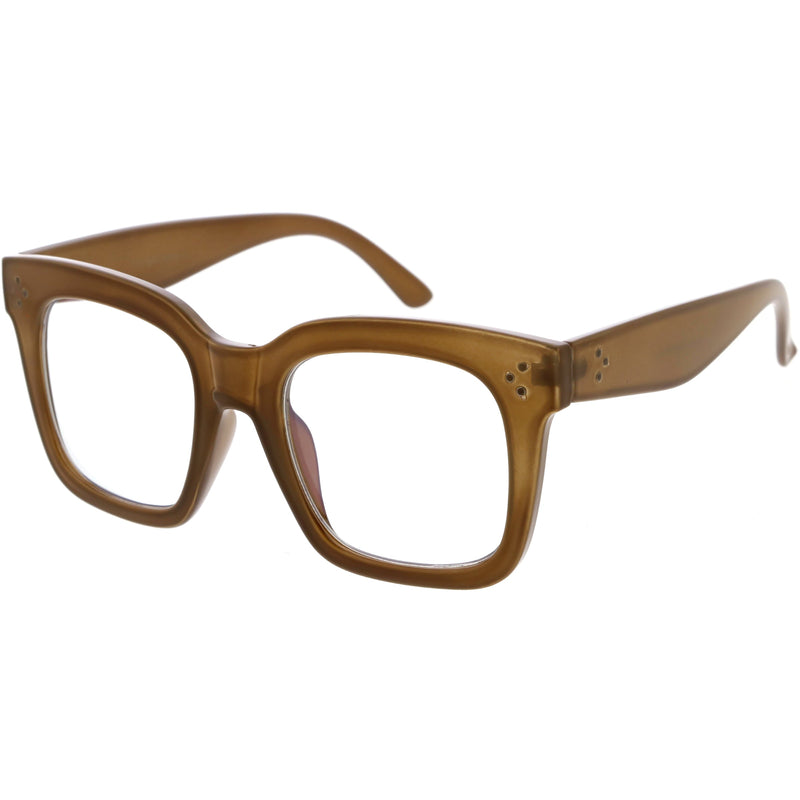 zeroUV Bold Oversize Square Horn Rimmed Flat Lens Clear Glasses D093 Sunglasses White Smoke Black / Clear,Clear / Clear,Clear-Gray / Clear,Black Tortoise / Clear,Shiny Brown / Clear