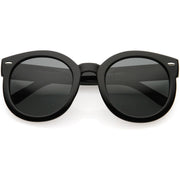 zeroUV Polarized Retro Inspired High Fashion Oversize Round Sunglasses D094 Sunglasses White Smoke Black / Smoke (Polarized)