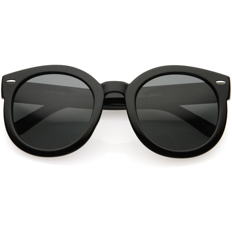 zeroUV Polarized Retro Inspired High Fashion Oversize Round Sunglasses D094 Sunglasses White Smoke Black / Smoke (Polarized)