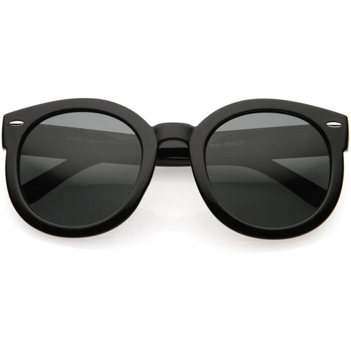 zeroUV Polarized Retro Inspired High Fashion Oversize Round Sunglasses D094 Sunglasses White Smoke Black / Smoke (Polarized)