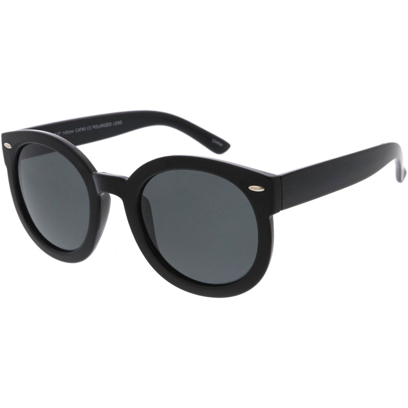 zeroUV Polarized Retro Inspired High Fashion Oversize Round Sunglasses D094 Sunglasses White Smoke Black / Smoke (Polarized),Tortoise / Brown (Polarized)