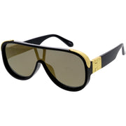 zeroUV High Fashion Neutral Rounded Lens Flat Top Oversize Shield Sunglasses D101 Sunglasses White Smoke Red / Smoke,Black / Gold Mirror,Black / Smoke,White / Smoke
