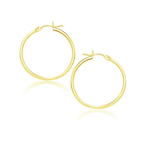 Bids.com 14k Yellow Gold Polished Hoop Earrings (25 mm) Earrings White Smoke Yellow Gold