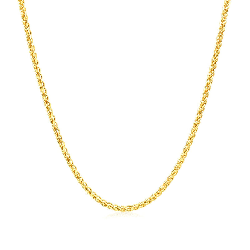 Bids.com 14k Yellow Gold Round Wheat Chain 1.5mm Necklaces White Smoke 16 / Yellow Gold,18 / Yellow Gold,20 / Yellow Gold,22 / Yellow Gold,24 / Yellow Gold,30 / Yellow Gold