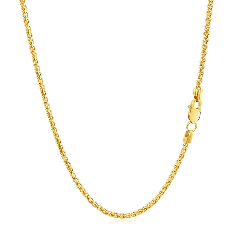 Bids.com 14k Yellow Gold Round Wheat Chain 1.5mm Necklaces White Smoke 16 / Yellow Gold,18 / Yellow Gold,20 / Yellow Gold,22 / Yellow Gold,24 / Yellow Gold,30 / Yellow Gold